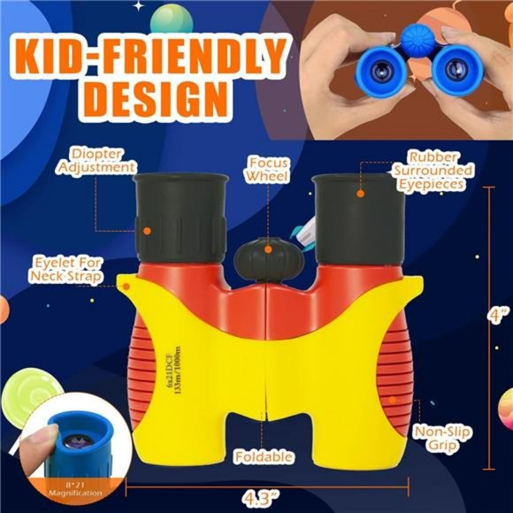 Compact Mini Binoculars for Kids – 8x21  Shock Proof for 3 -13 Years Old - Picture 2 of 6